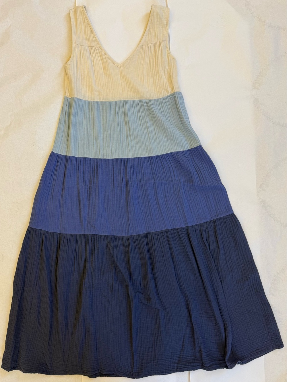 Marine Layer Blue Colorblock Muslin Cotton Maxi Dress Size XS